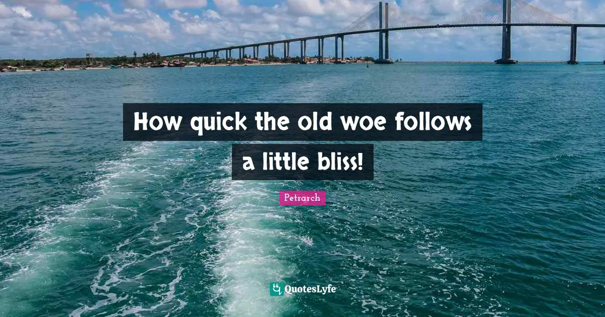 How quick the old woe follows a little bliss!