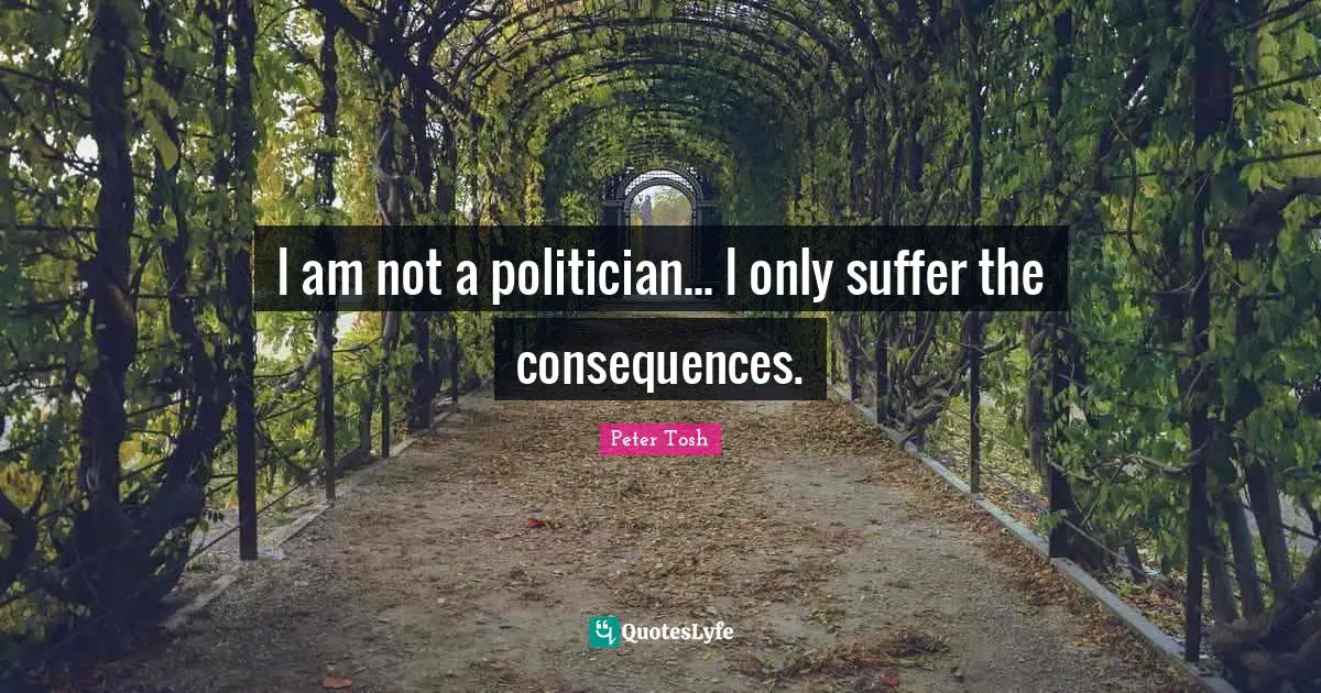 Peter Tosh Quotes: "I am not a politician... I only suffer the consequences."