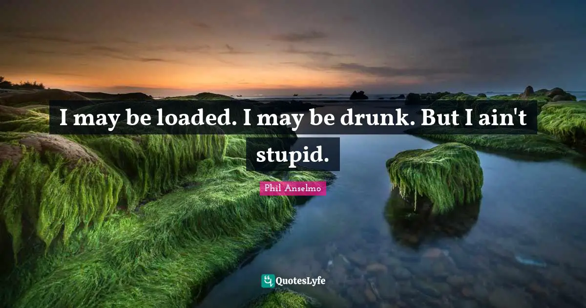 I may be loaded. I may be drunk. But I ain't stupid.