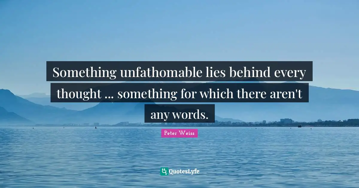 Something unfathomable lies behind every thought ... something for which there aren't any words.