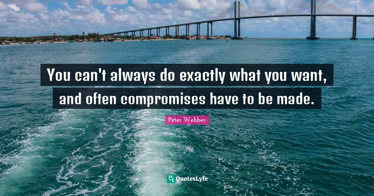 You can't always do exactly what you want, and often compromises have to be made.