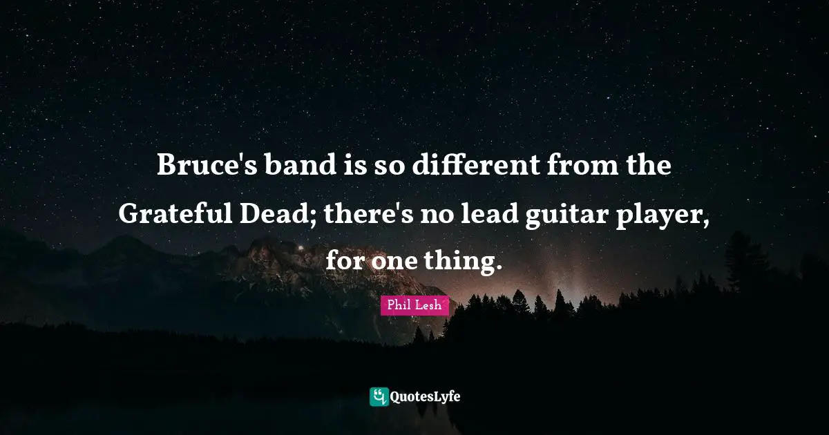 Bruce's band is so different from the Grateful Dead; there's no lead guitar player, for one thing.