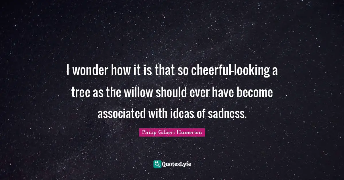I wonder how it is that so cheerful-looking a tree as the willow should ever have become associated with ideas of sadness.