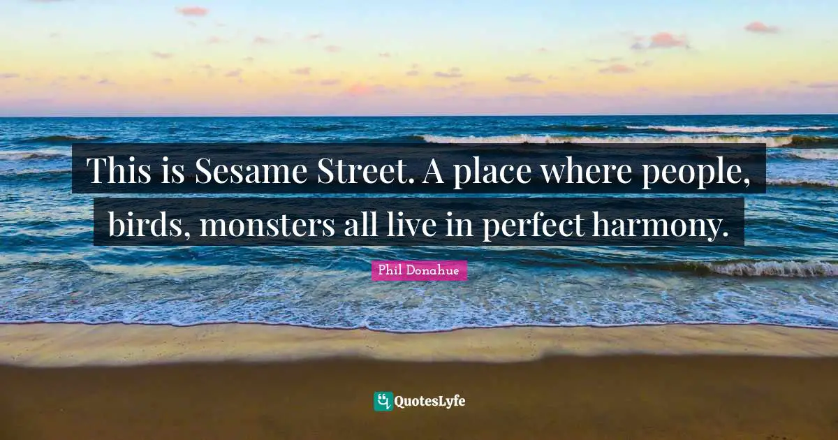 This is Sesame Street. A place where people, birds, monsters all live in perfect harmony.