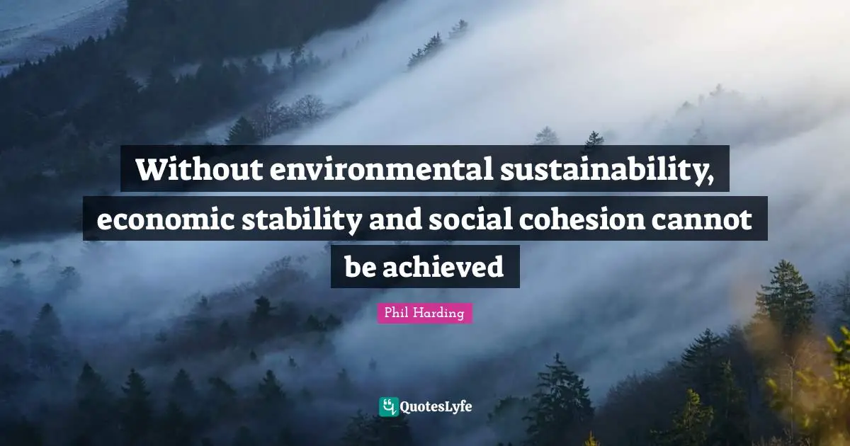 Environmental Quotes: "Without environmental sustainability, economic stability and social cohesion cannot be achieved"