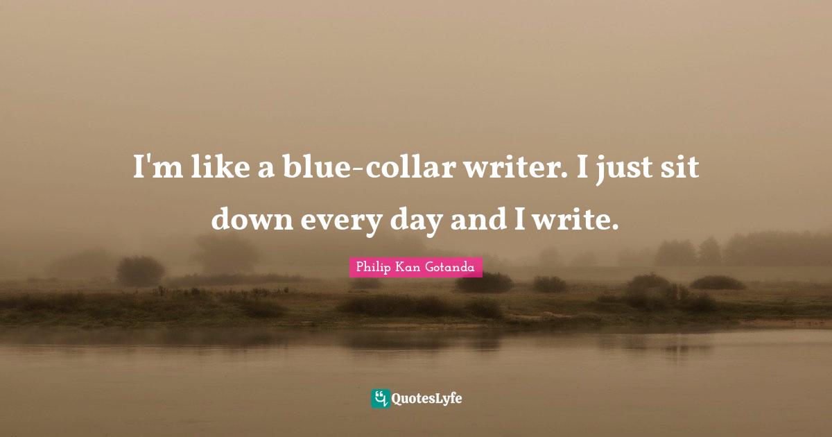 I'm like a blue-collar writer. I just sit down every day and I write.