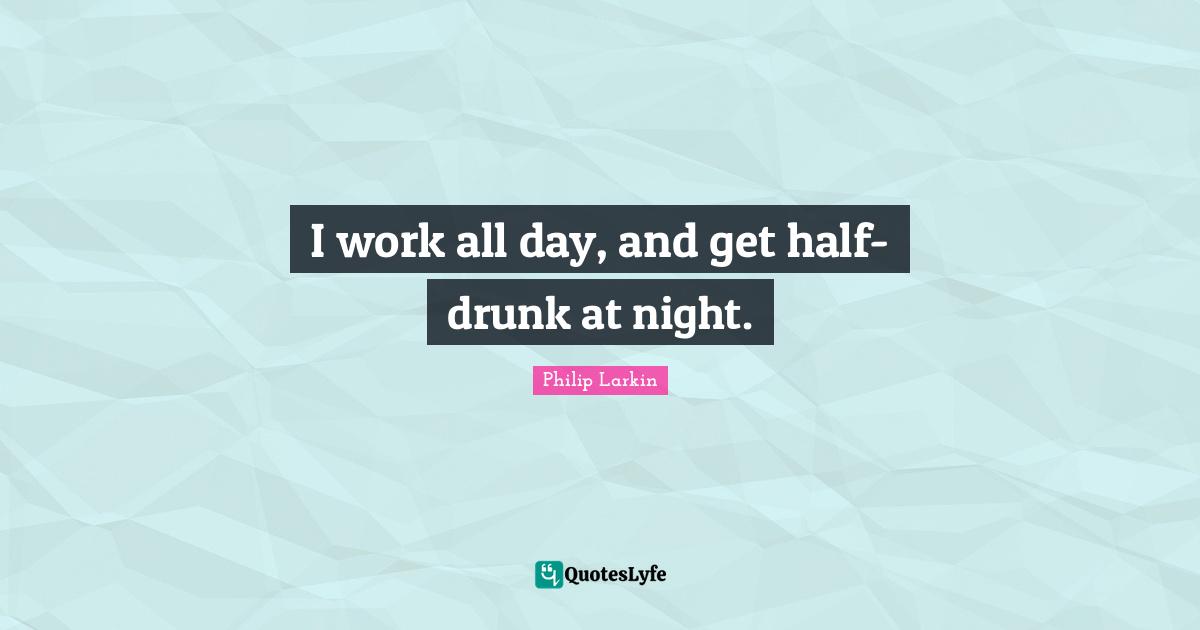I work all day, and get half-drunk at night.