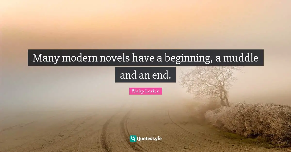 Many modern novels have a beginning, a muddle and an end.
