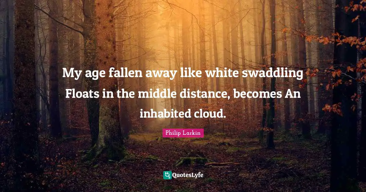 My age fallen away like white swaddling Floats in the middle distance, becomes An inhabited cloud.