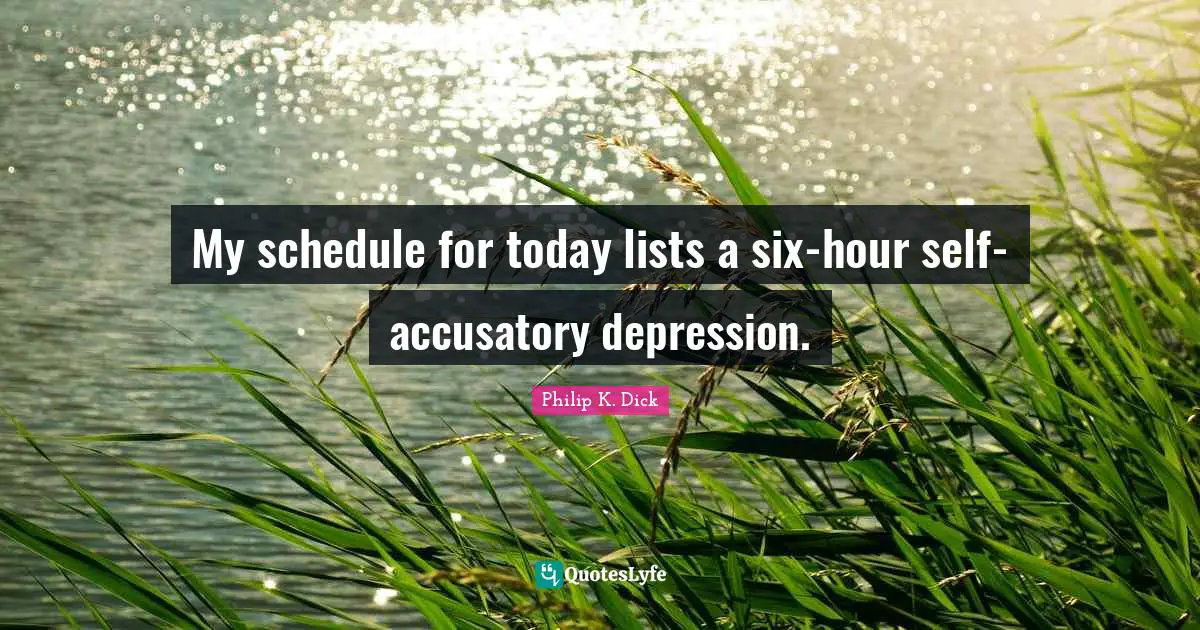 Lists Quotes: "My schedule for today lists a six-hour self-accusatory depression."