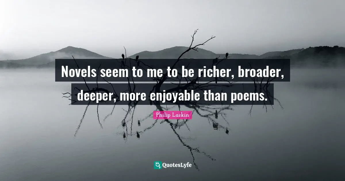 Novels seem to me to be richer, broader, deeper, more enjoyable than poems.