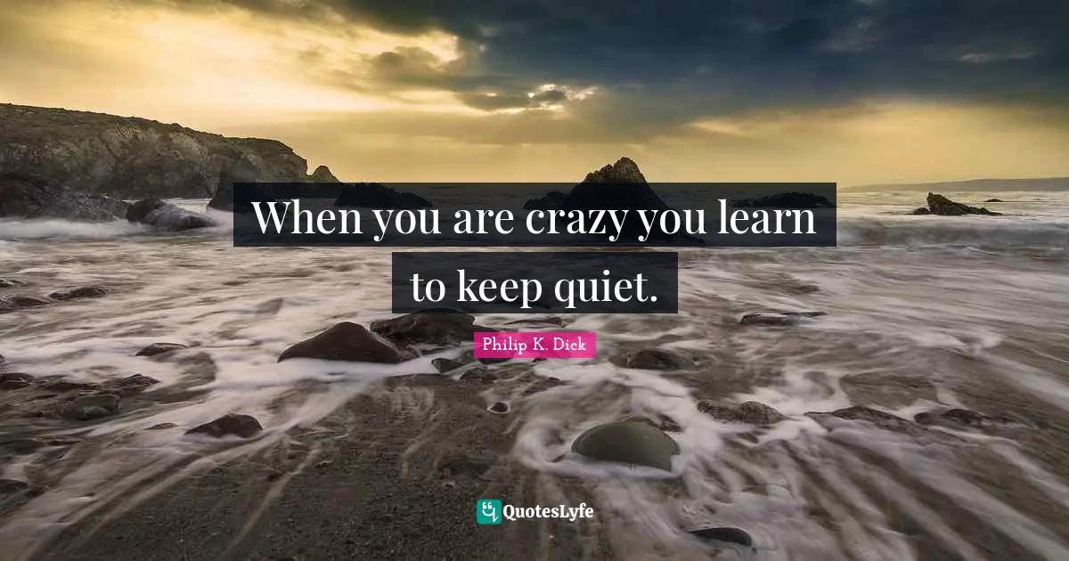 When you are crazy you learn to keep quiet.
