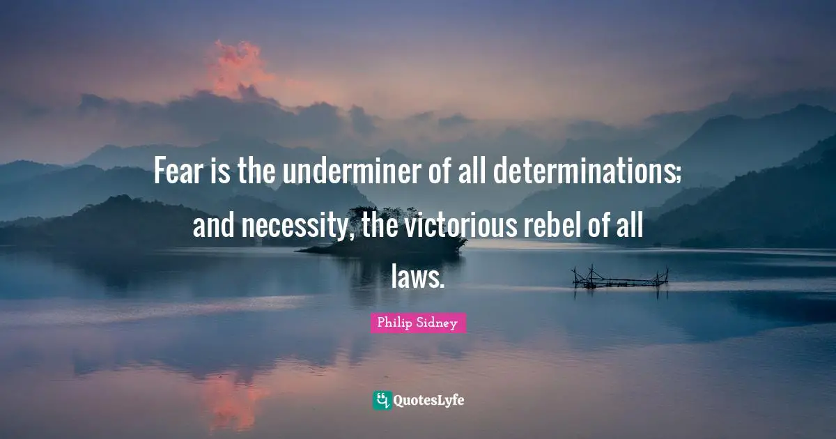 Fear is the underminer of all determinations; and necessity, the victorious rebel of all laws.