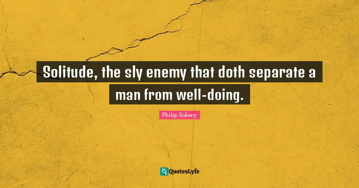Sly Quotes: "Solitude, the sly enemy that doth separate a man from well-doing."
