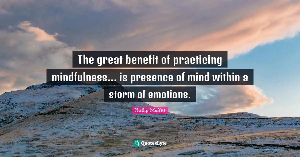 The great benefit of practicing mindfulness... is presence of mind within a storm of emotions.