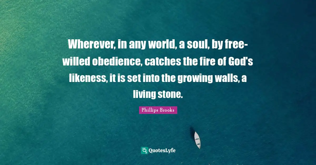 Wherever, in any world, a soul, by free-willed obedience, catches the fire of God's likeness, it is set into the growing walls, a living stone.