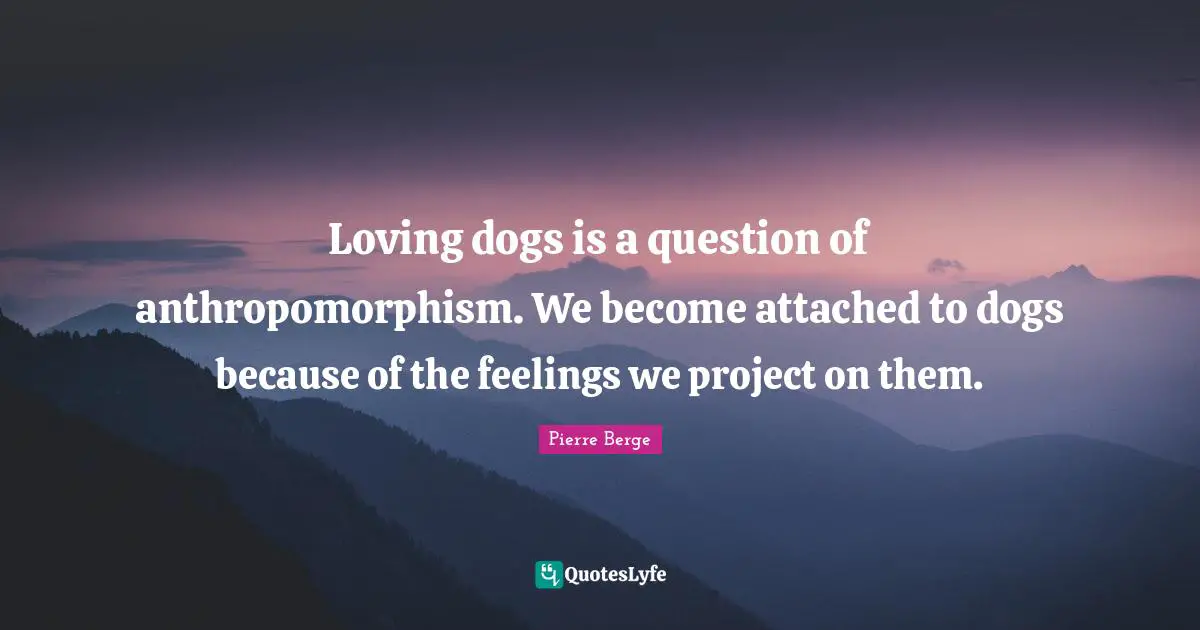 Loving dogs is a question of anthropomorphism. We become attached to dogs because of the feelings we project on them.