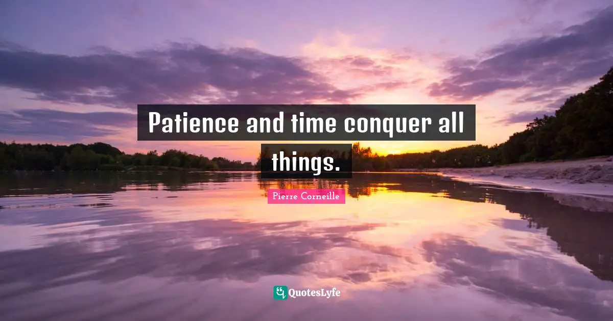 Patience and time conquer all things.
