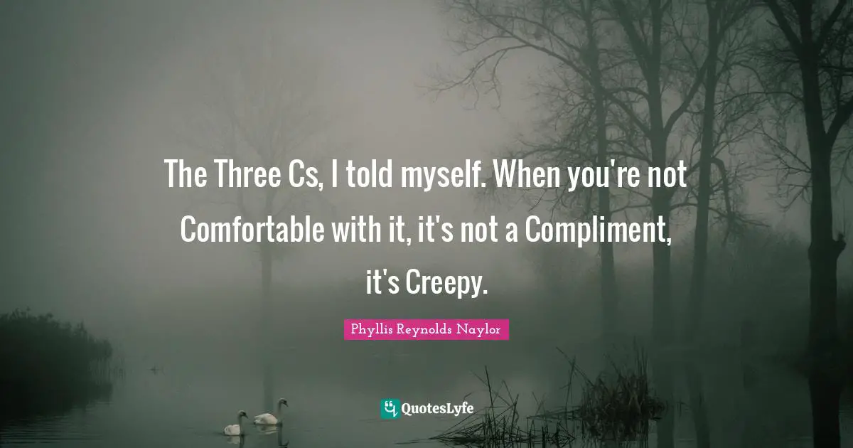 The Three Cs, I told myself. When you're not Comfortable with it, it's not a Compliment, it's Creepy.