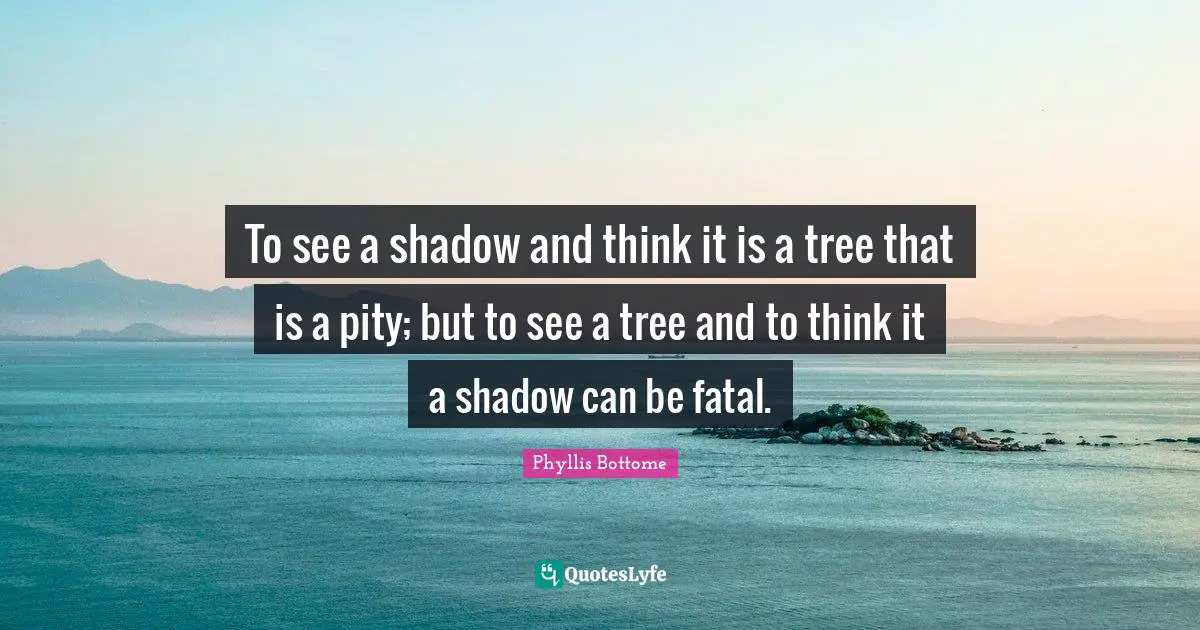 To see a shadow and think it is a tree that is a pity; but to see a tree and to think it a shadow can be fatal.