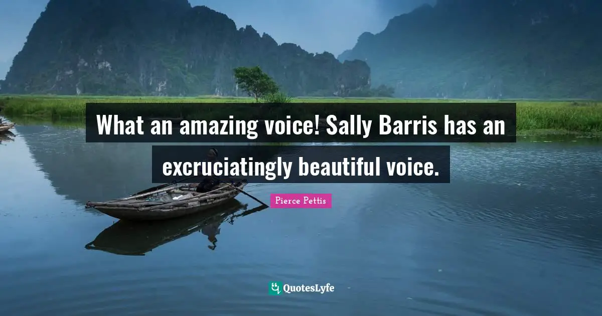What an amazing voice! Sally Barris has an excruciatingly beautiful voice.