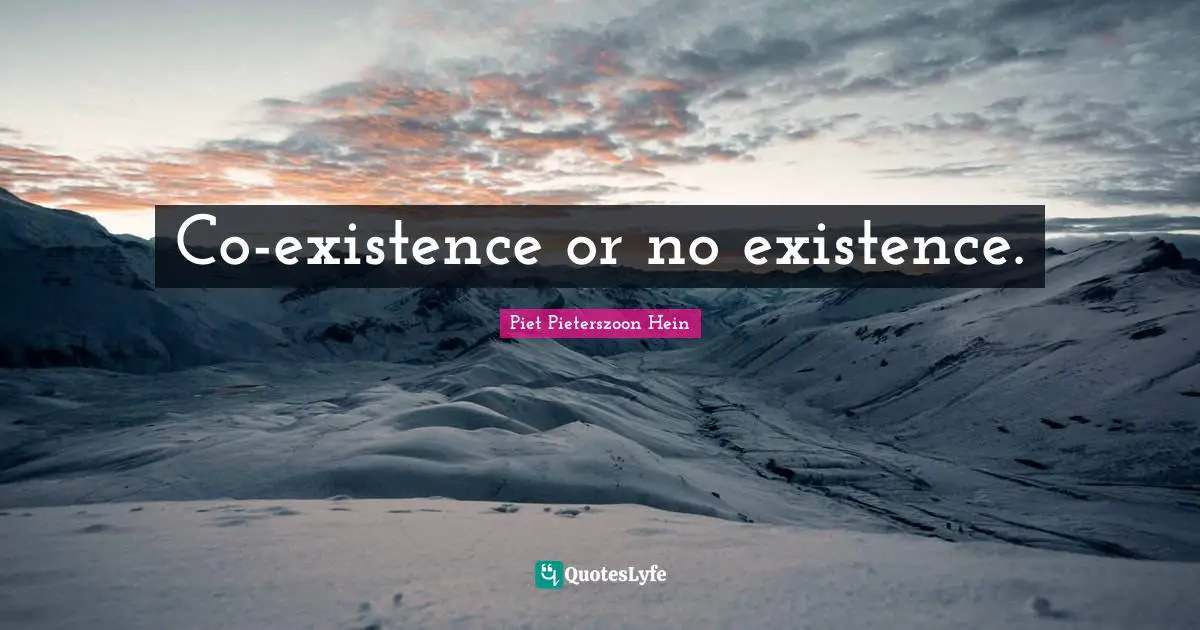 Piet Pieterszoon Hein Quotes: "Co-existence or no existence."