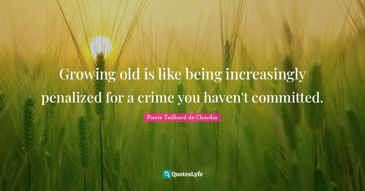 Growing old is like being increasingly penalized for a crime you haven't committed.