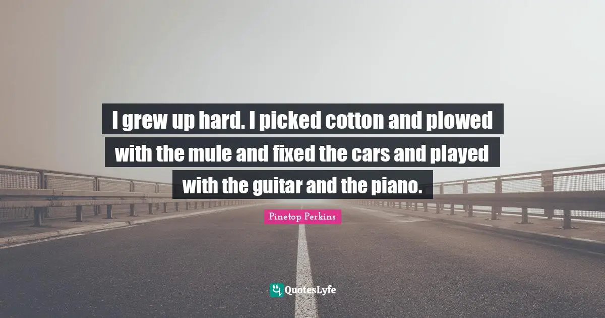 I grew up hard. I picked cotton and plowed with the mule and fixed the cars and played with the guitar and the piano.