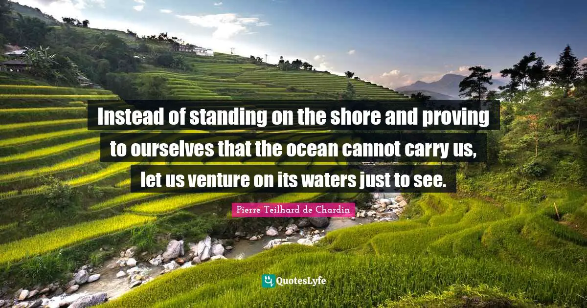 Shore Quotes: "Instead of standing on the shore and proving to ourselves that the ocean cannot carry us, let us venture on its waters just to see."