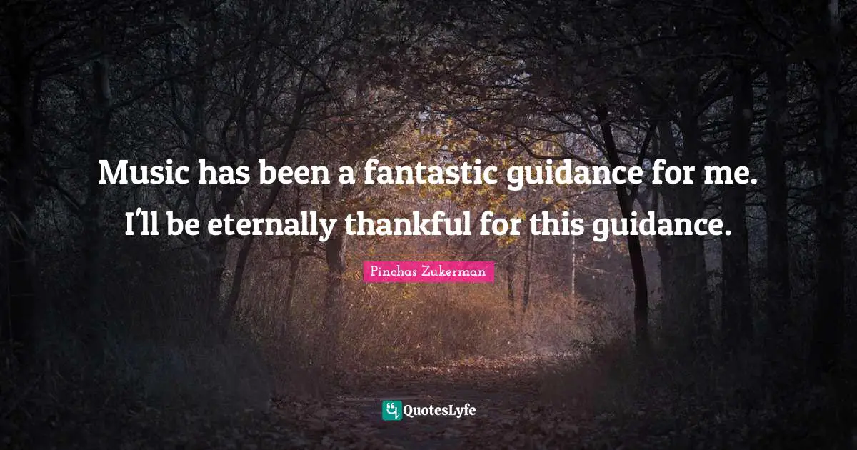 Music has been a fantastic guidance for me. I'll be eternally thankful for this guidance.