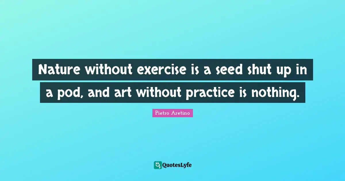 Nature without exercise is a seed shut up in a pod, and art without practice is nothing.