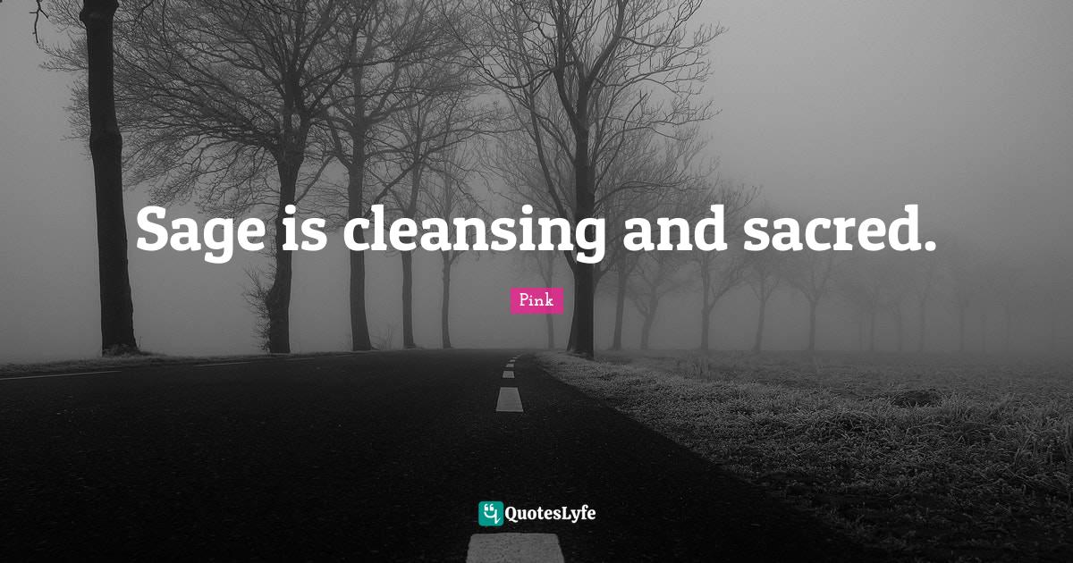 Sage is cleansing and sacred.... Quote by Pink QuotesLyfe