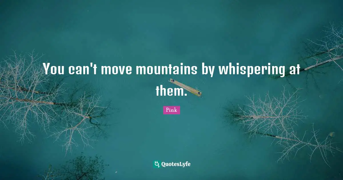 Self Esteem Quotes: "You can't move mountains by whispering at them."