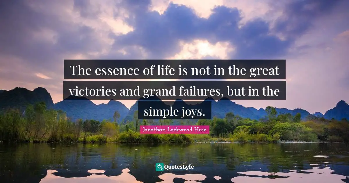 The essence of life is not in the great victories and grand failures, but in the simple joys.