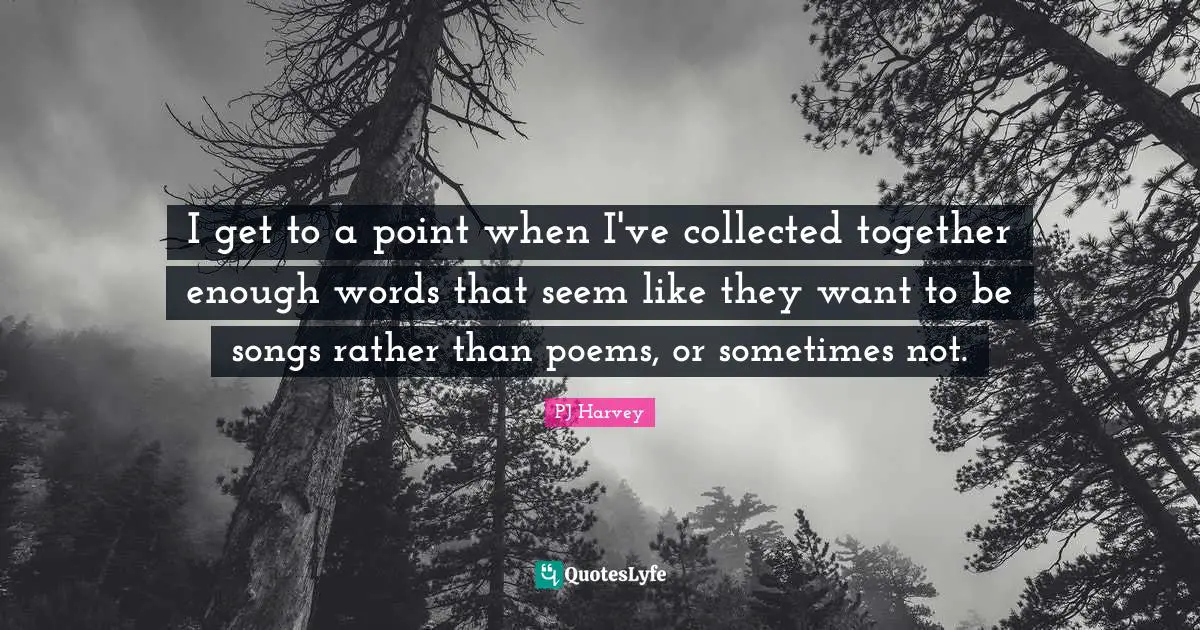 I get to a point when I've collected together enough words that seem like they want to be songs rather than poems, or sometimes not.