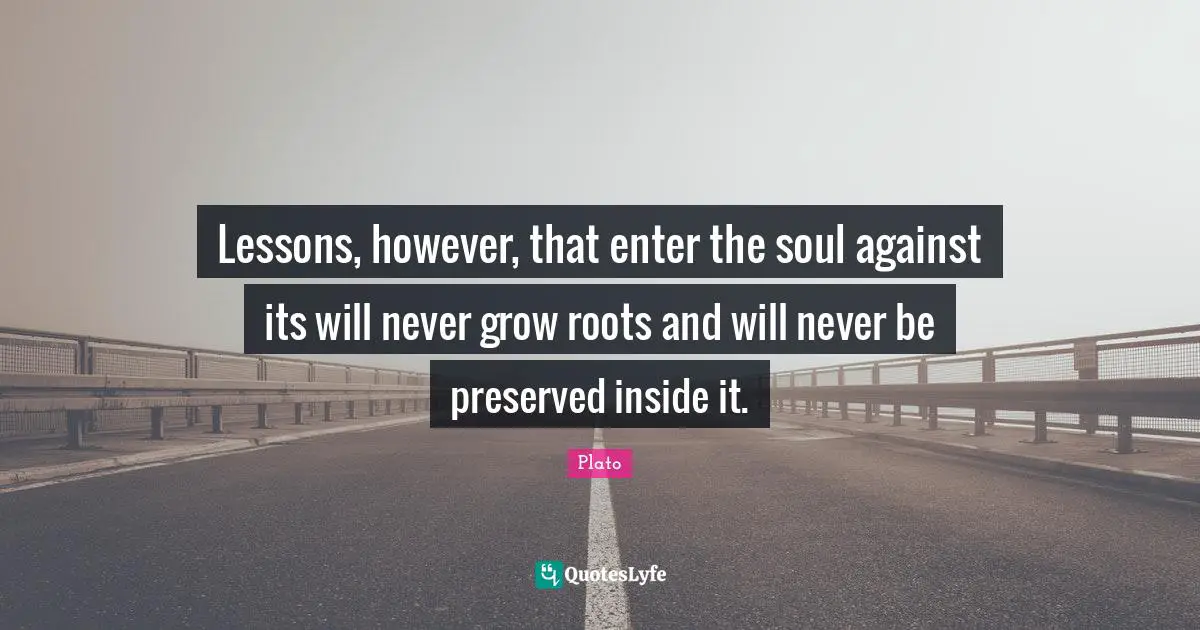 Lessons, however, that enter the soul against its will never grow roots and will never be preserved inside it.