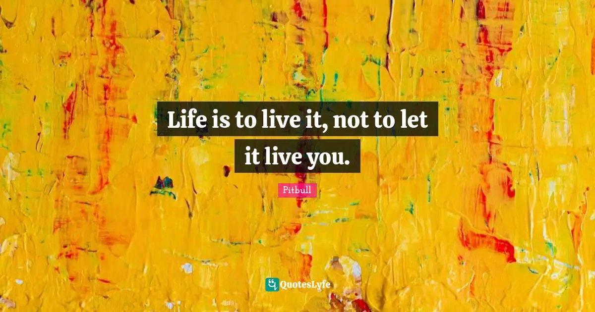 Life is to live it, not to let it live you.