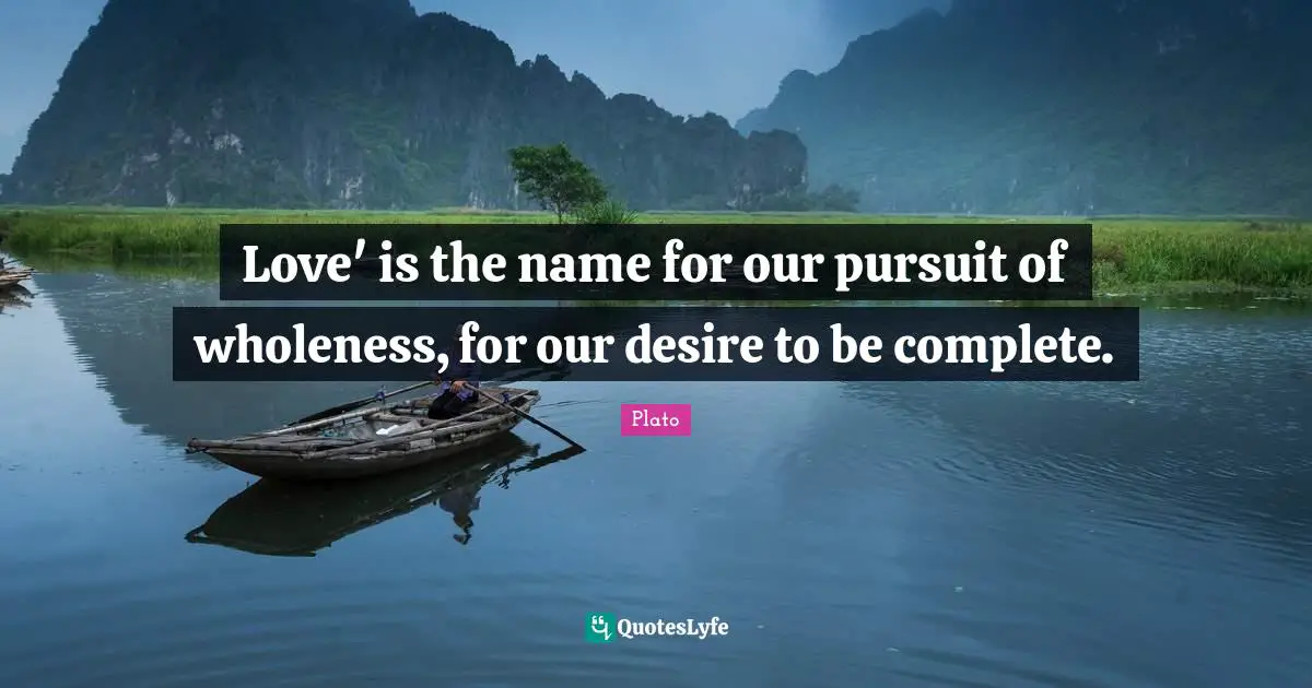Love' is the name for our pursuit of wholeness, for our desire to be complete.