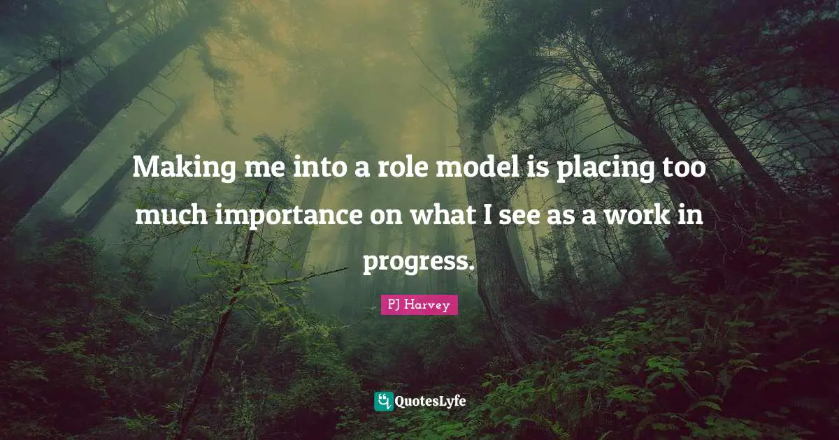Work In Progress Quotes: "Making me into a role model is placing too much importance on what I see as a work in progress."