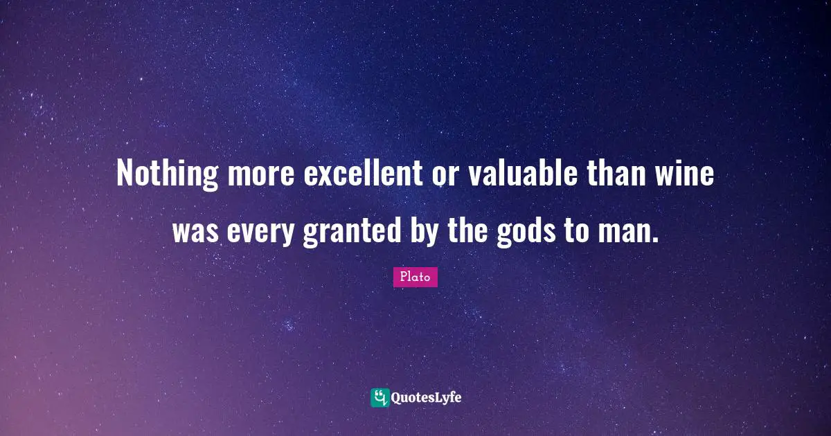 Nothing more excellent or valuable than wine was every granted by the gods to man.