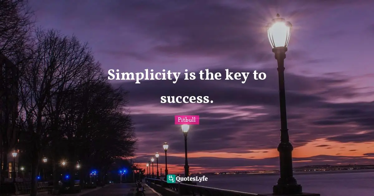 Pitbull Quotes: "Simplicity is the key to success."
