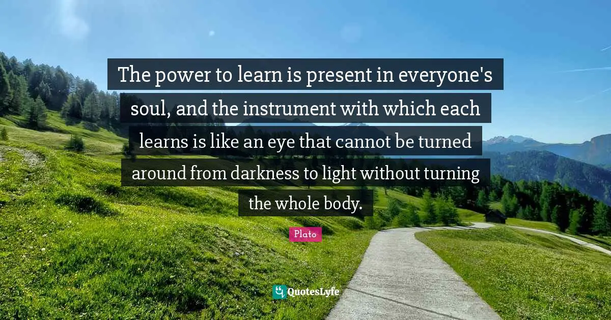 The power to learn is present in everyone's soul, and the instrument with which each learns is like an eye that cannot be turned around from darkness to light without turning the whole body.