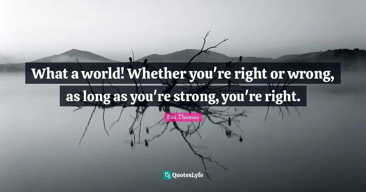 What a world! Whether you're right or wrong, as long as you're strong, you're right.