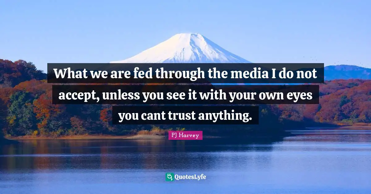 What we are fed through the media I do not accept, unless you see it with your own eyes you cant trust anything.