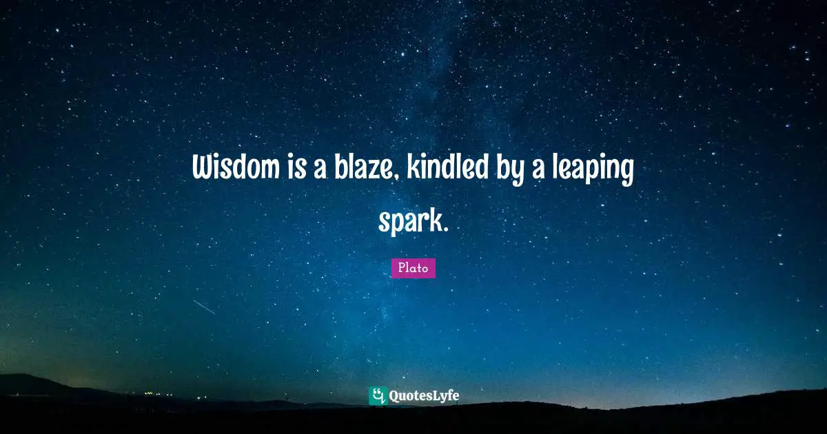 Wisdom is a blaze, kindled by a leaping spark.