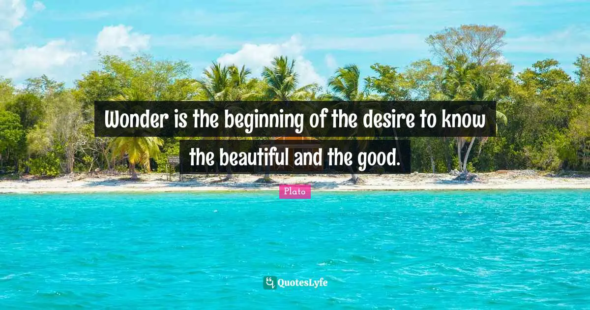 Wonder is the beginning of the desire to know the beautiful and the good.