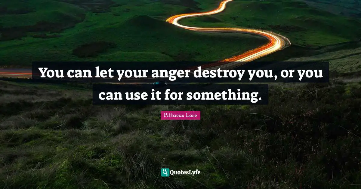 Pittacus Lore Quotes: "You can let your anger destroy you, or you can use it for something."