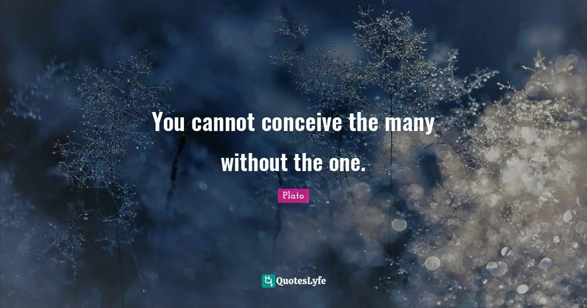 You cannot conceive the many without the one.
