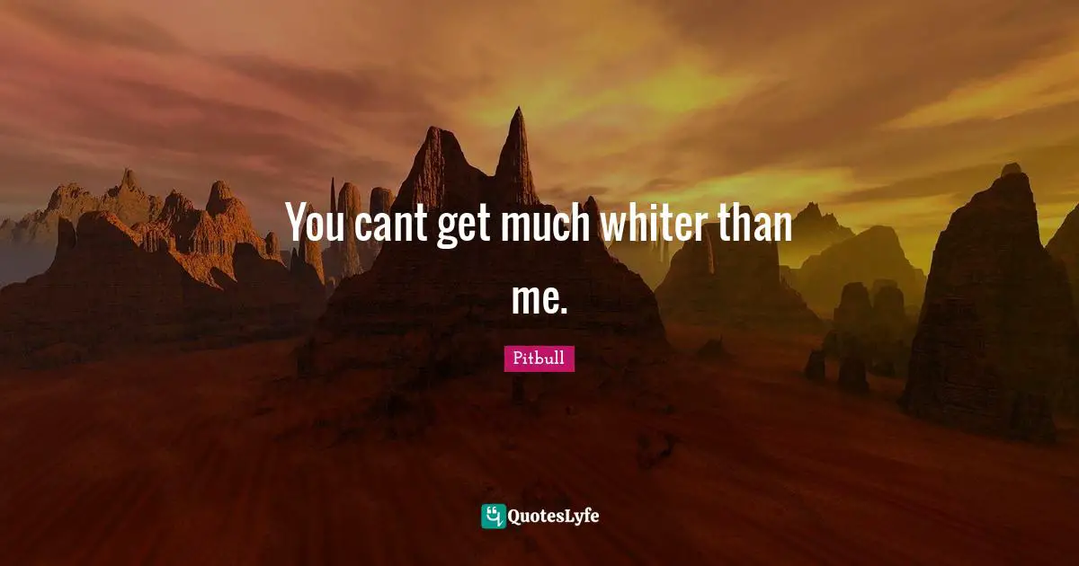 Pitbull Quotes: "You cant get much whiter than me."