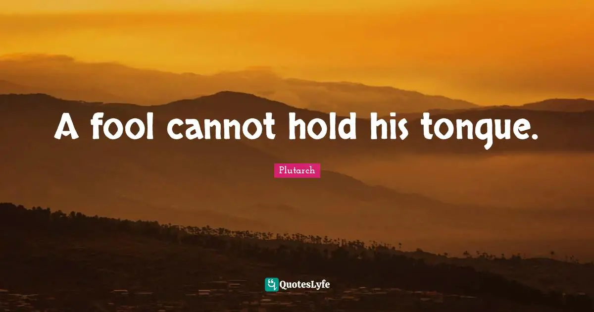A fool cannot hold his tongue.